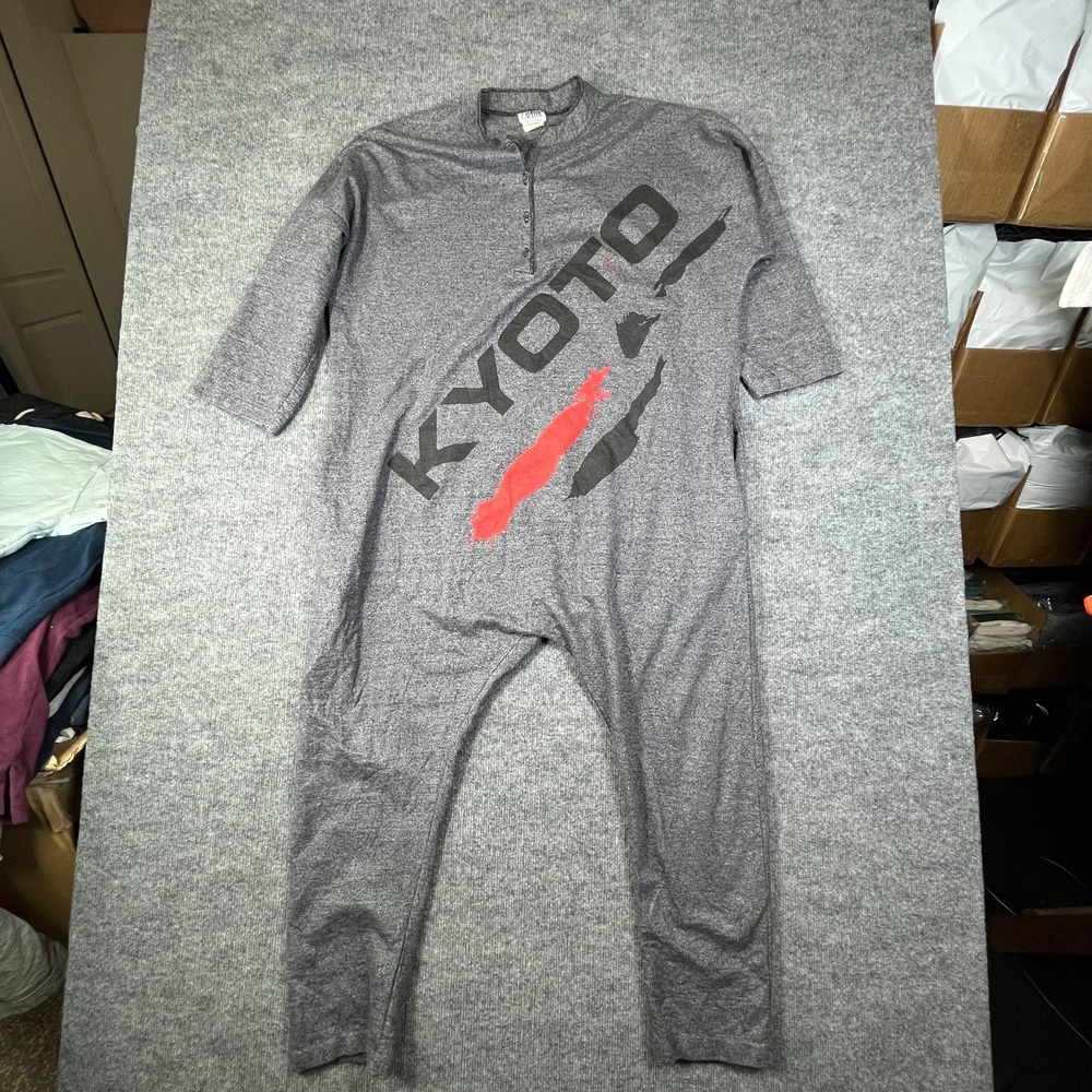 Capitol One Piece Henley Union Suit‎ unisex Gray Cotton Kyoto Graphic Sleepwear